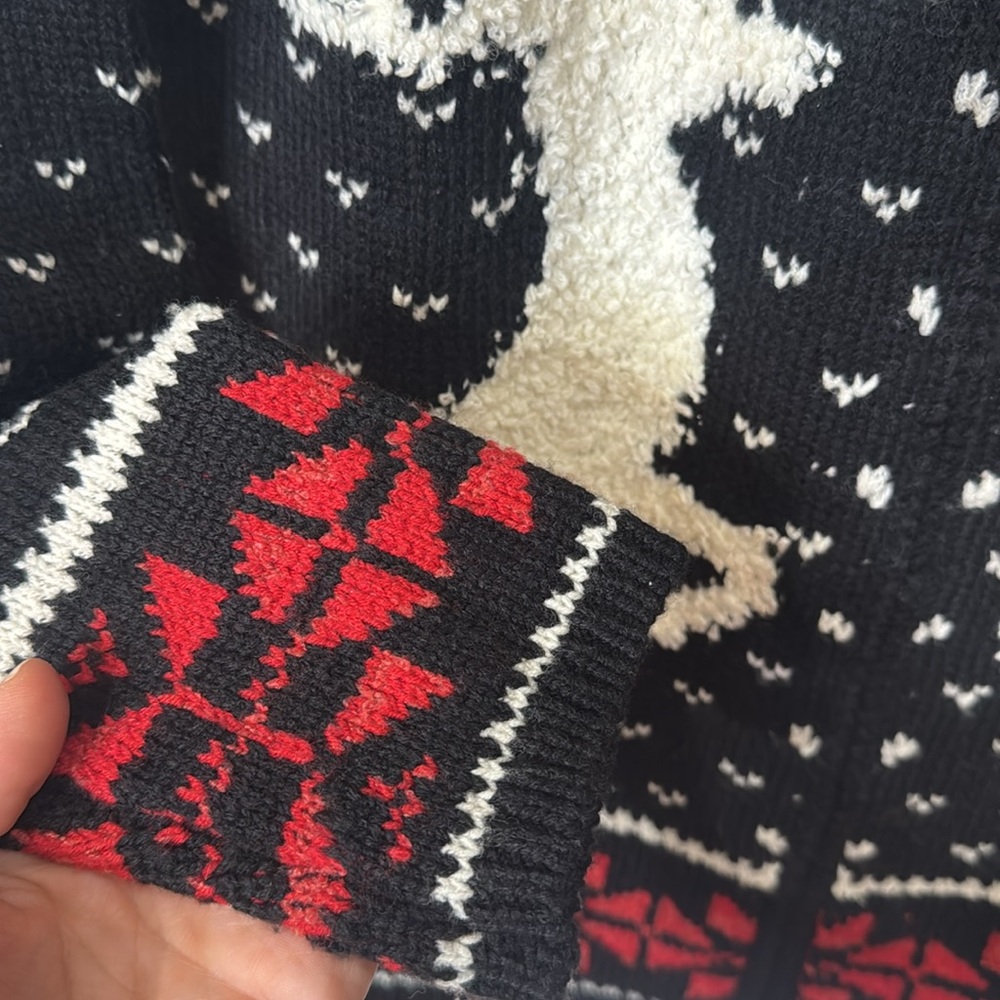 J. JILL CHRISTMAS REINDEER FAIR ISLE INTARSIA ZIP CARDIGAN SWEATER X SMALL - Picture 6 of 9